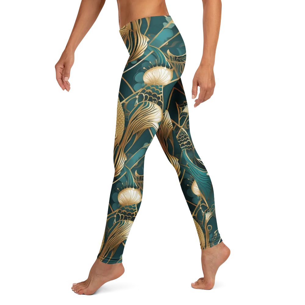Teal Dynasty on Leggings — Left