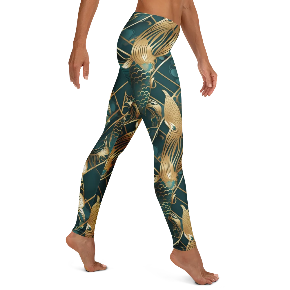 Teal Dynasty on Leggings — Right