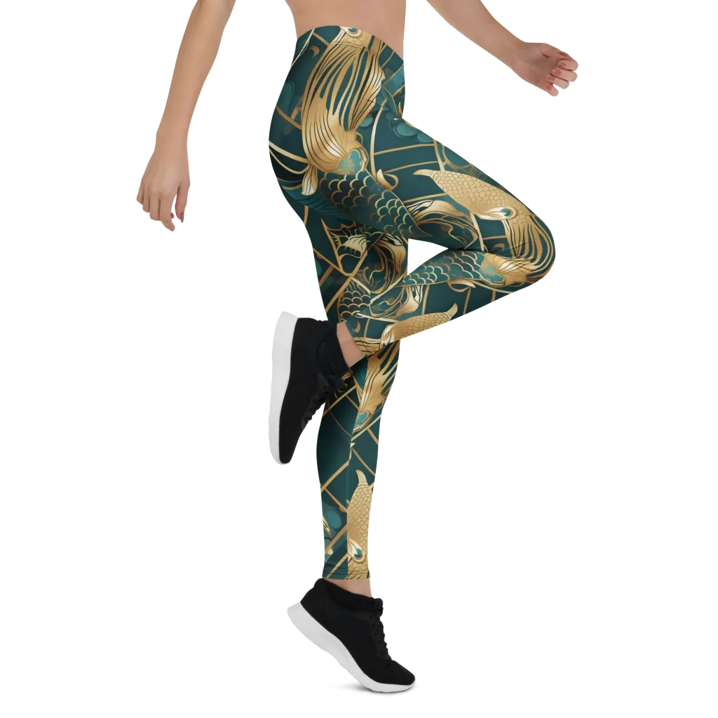 Teal Dynasty on Leggings — Right