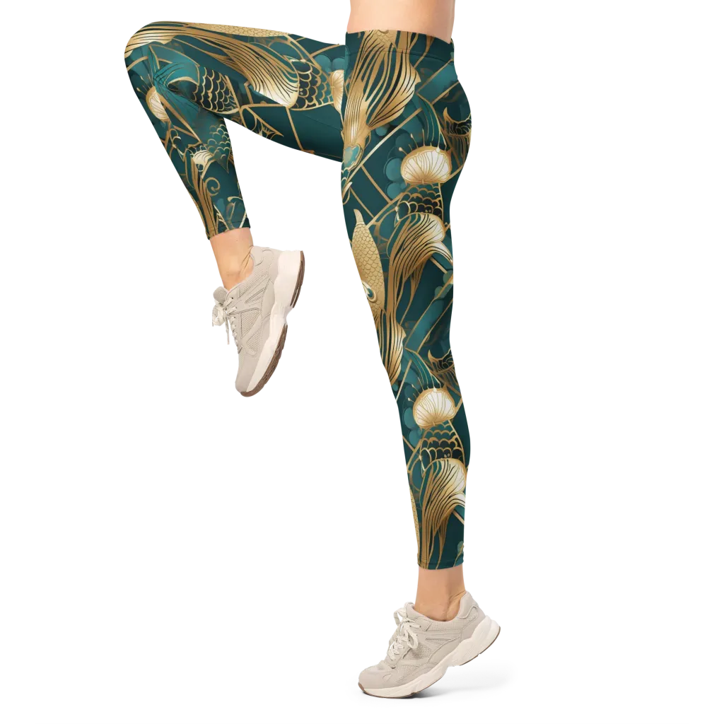 Teal Dynasty on Leggings — Left
