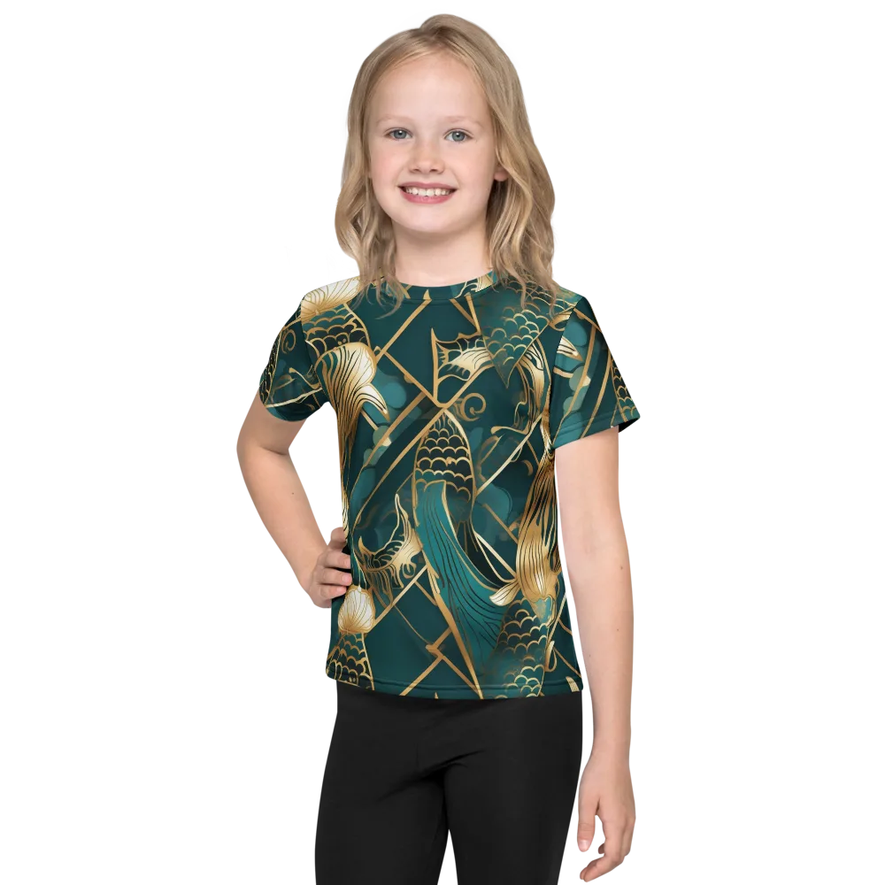 Teal Dynasty on Kids Crew Neck T-Shirt — Front