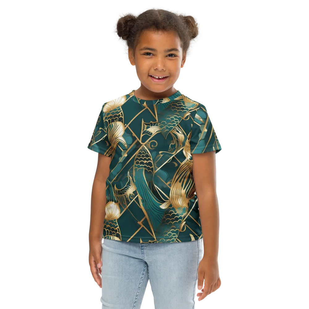 Teal Dynasty on Kids Crew Neck T-Shirt — Front