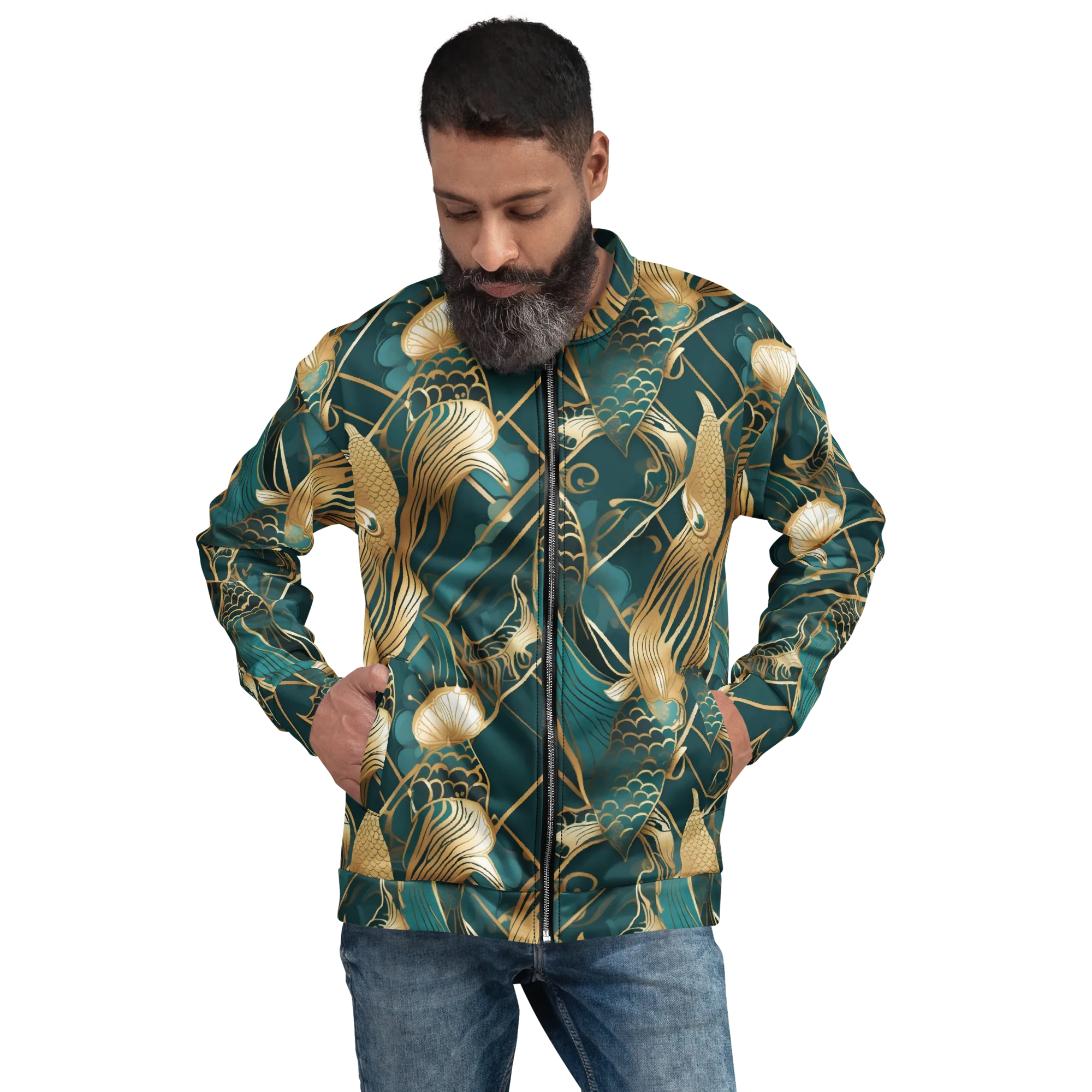 Teal Dynasty on Bomber Jacket — Front