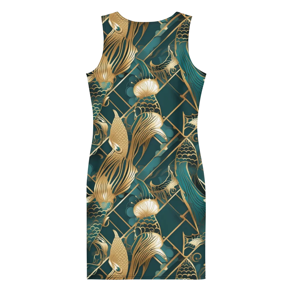 Teal Dynasty on Bodycon Dress — Back