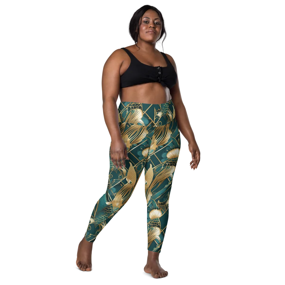 Teal Dynasty on Leggings with Pockets — Front