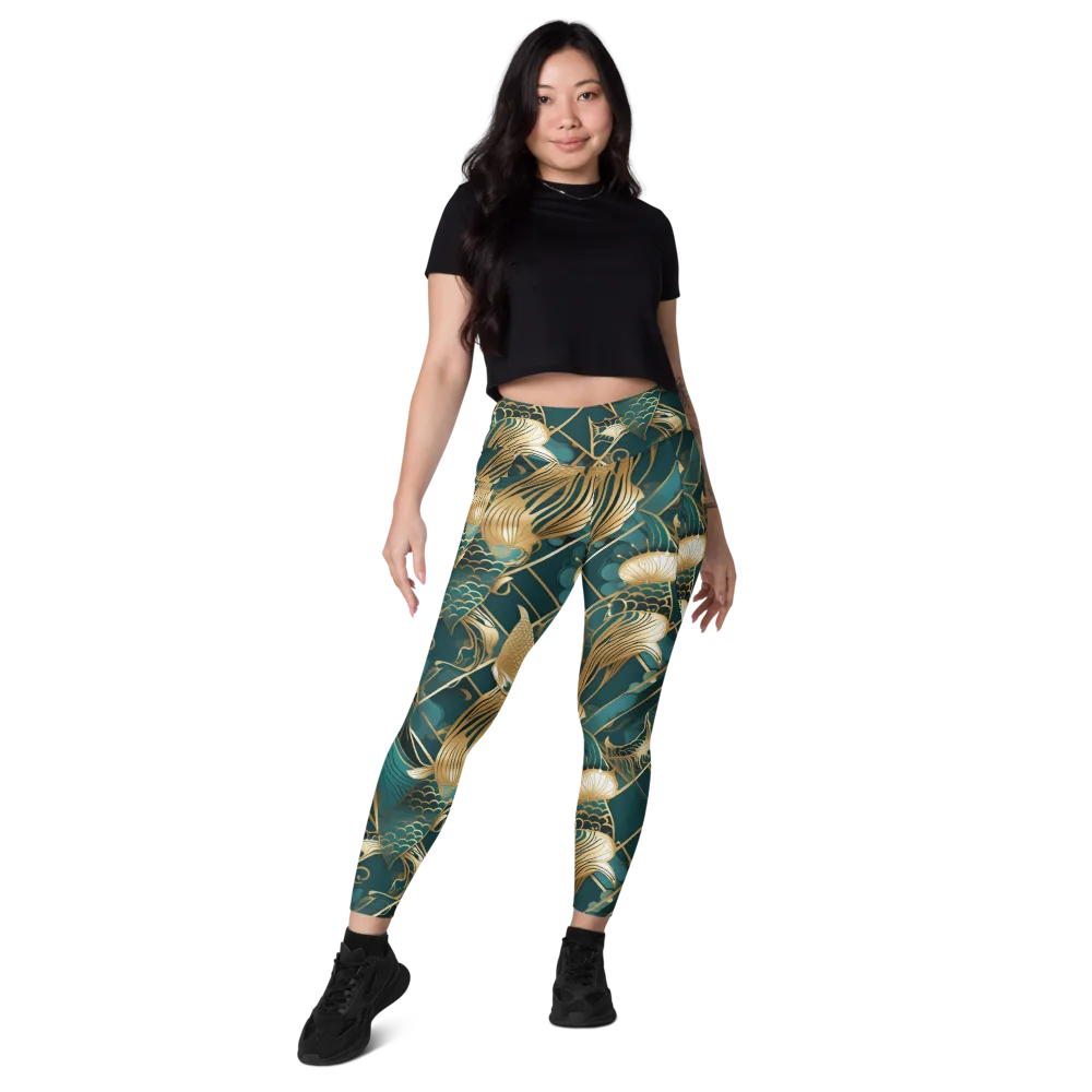 Teal Dynasty on Leggings with Pockets — Front