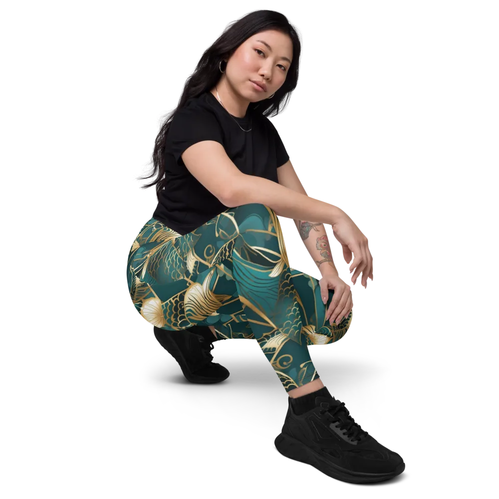 Teal Dynasty on Leggings with Pockets — Right Front