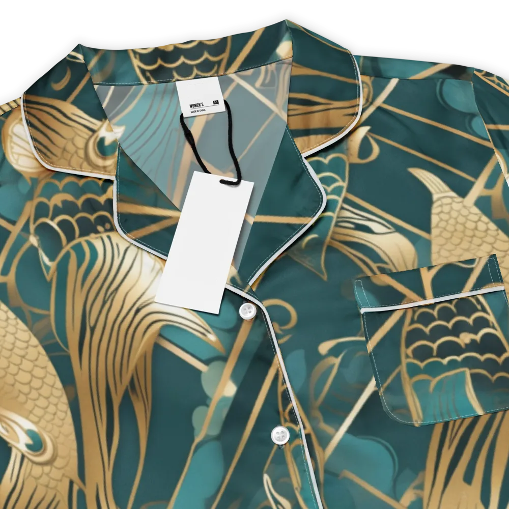 Teal Dynasty on Women's Short Sleeve Pajama Top — Product details
