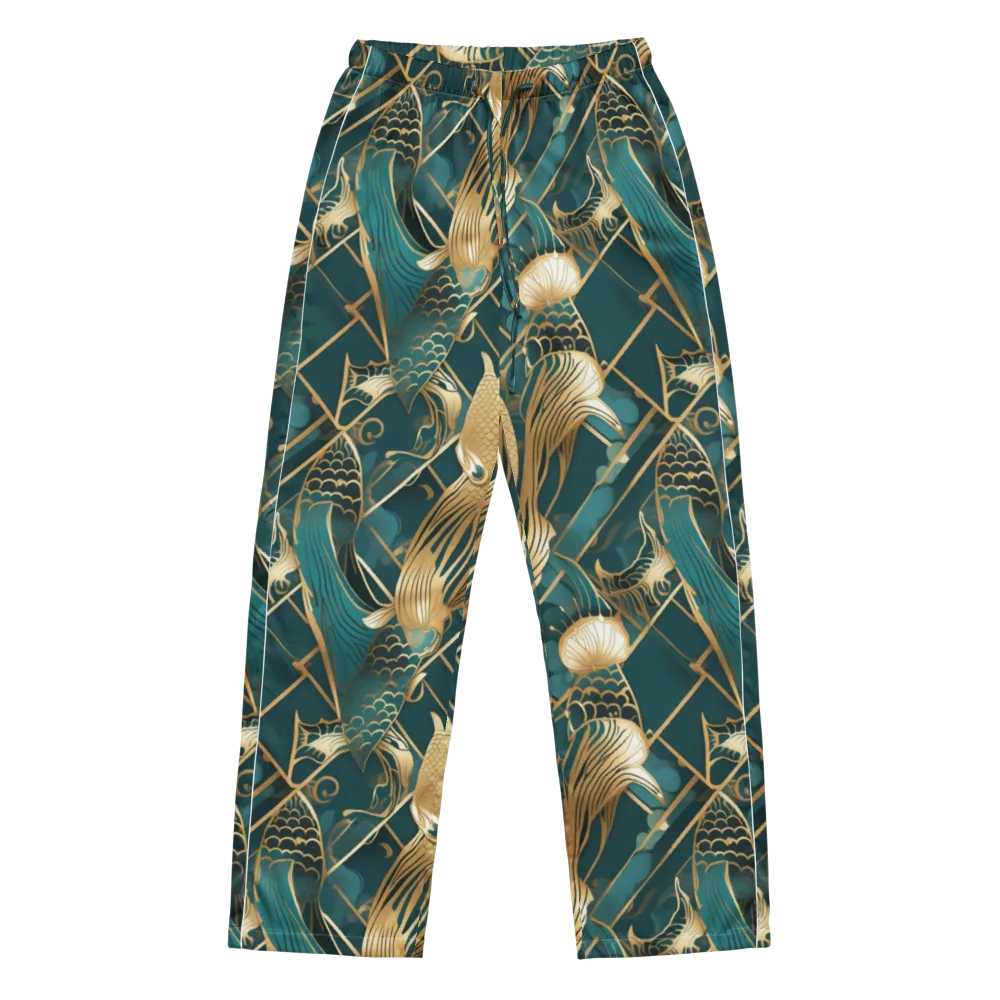 Teal Dynasty on Women's Pajama Pants — Front