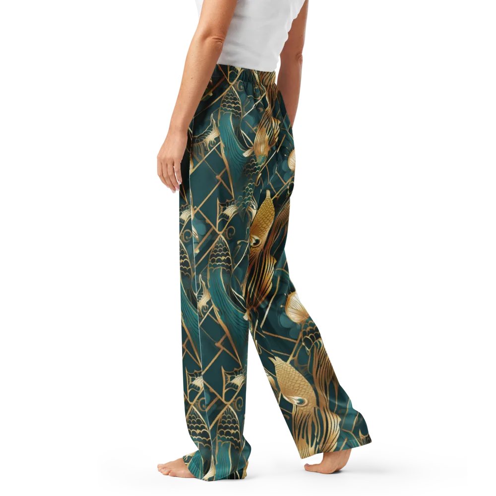Teal Dynasty on Women's Pajama Pants — Left