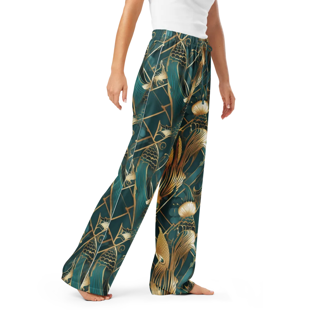 Teal Dynasty on Women's Pajama Pants — Right Front