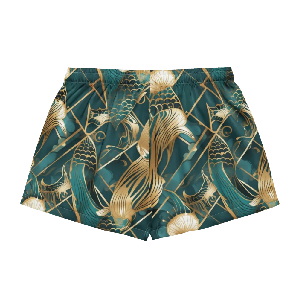 Teal Dynasty on Women's Pajama Shorts — Back
