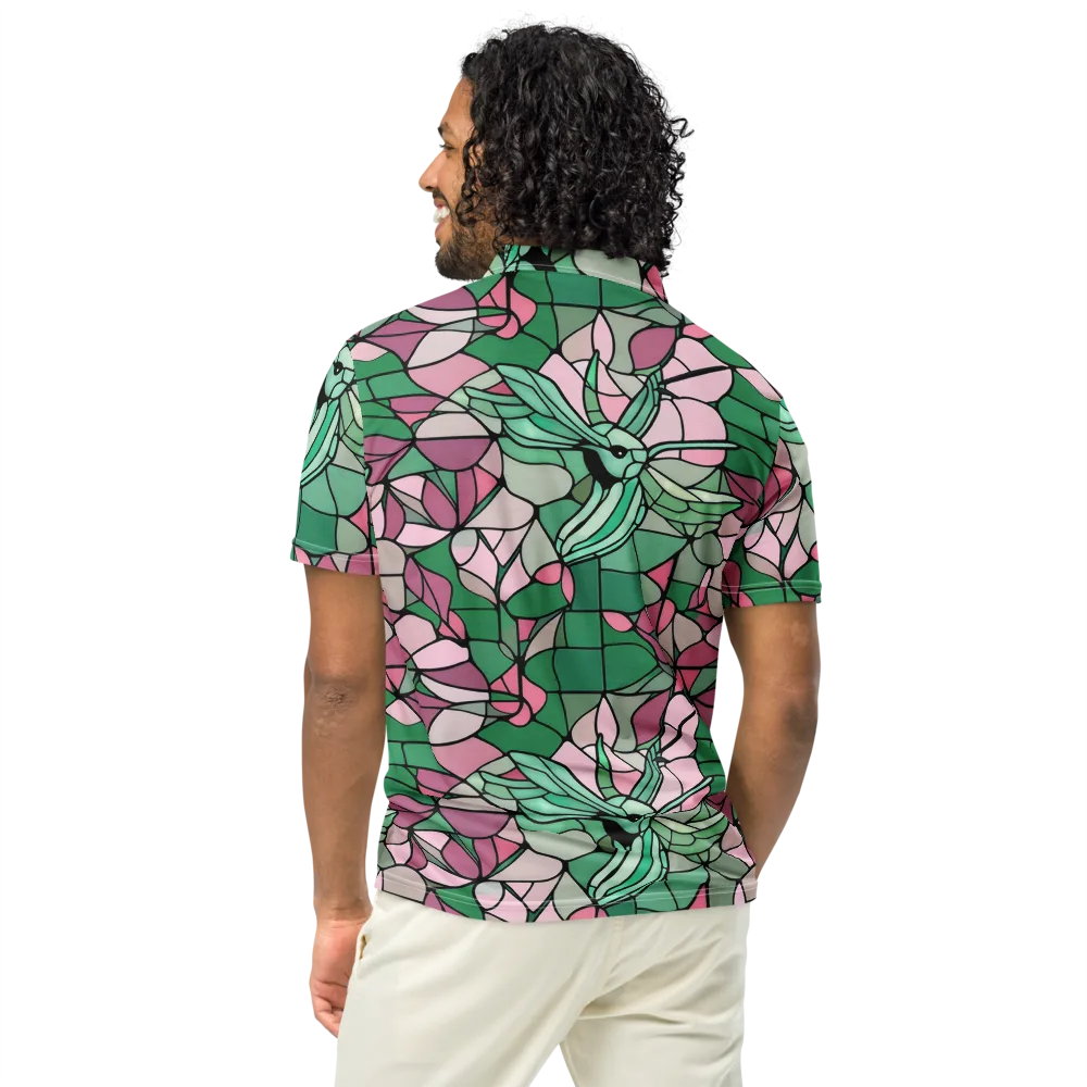 Jade Hummingbird on Men's Slim Fit Polo Shirt — Back