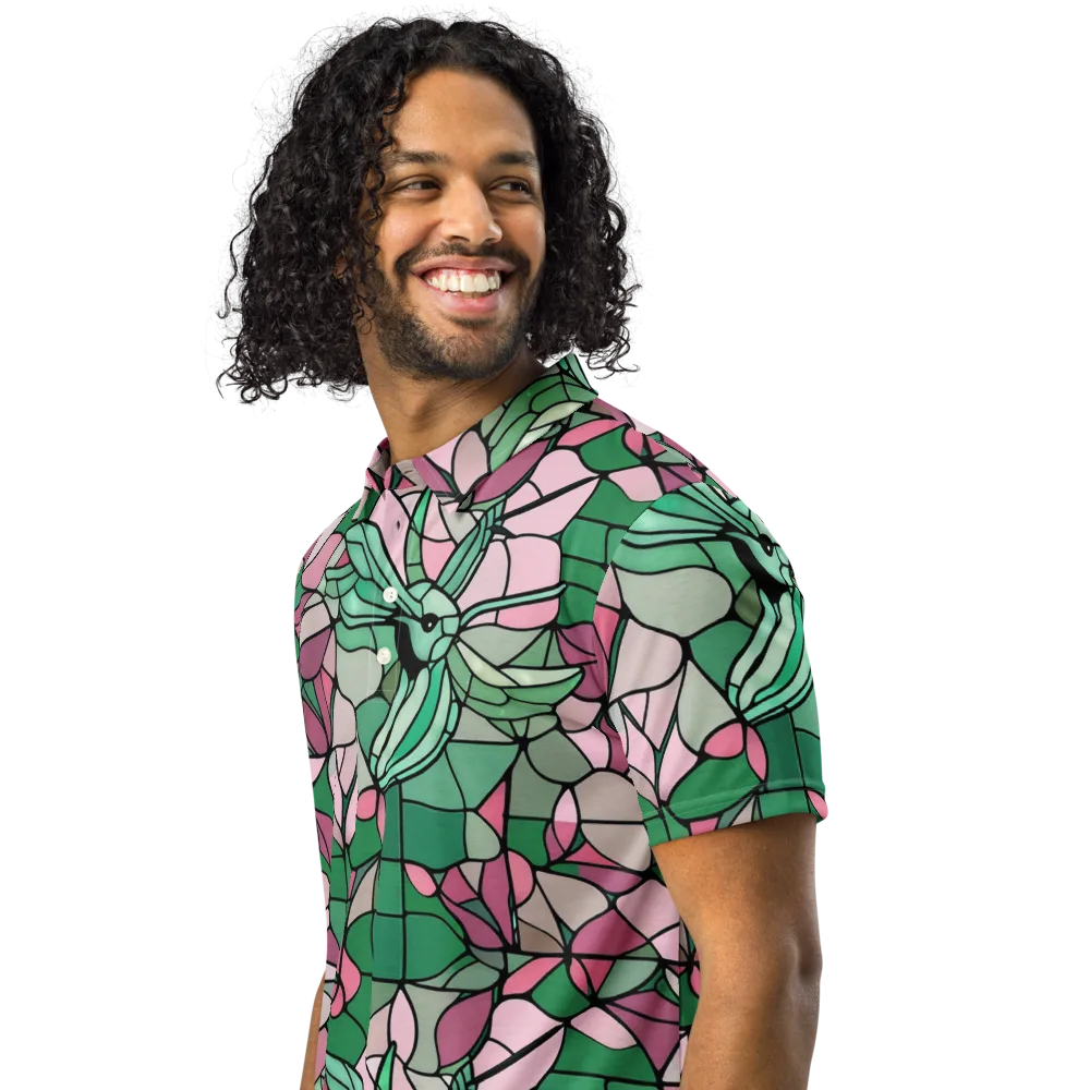 Jade Hummingbird on Men's Slim Fit Polo Shirt — Left Front