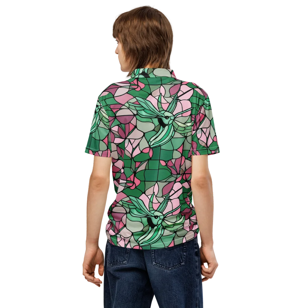 Jade Hummingbird on Men's Slim Fit Polo Shirt — Back