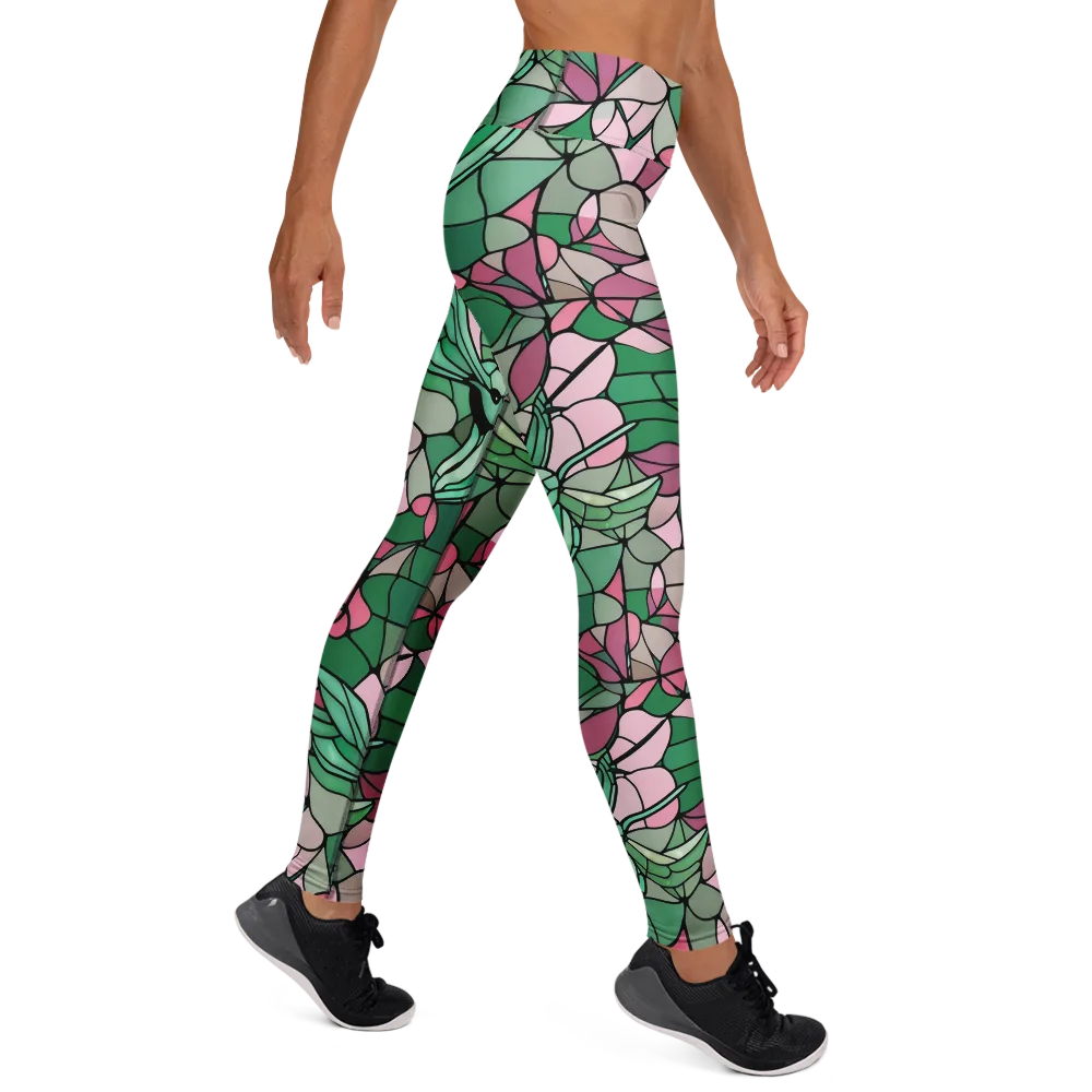 Jade Hummingbird on Yoga Leggings — Right