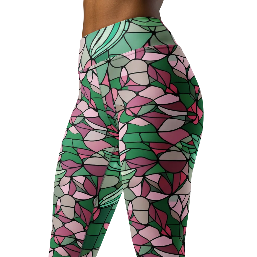 Jade Hummingbird on Yoga Leggings — Left Front