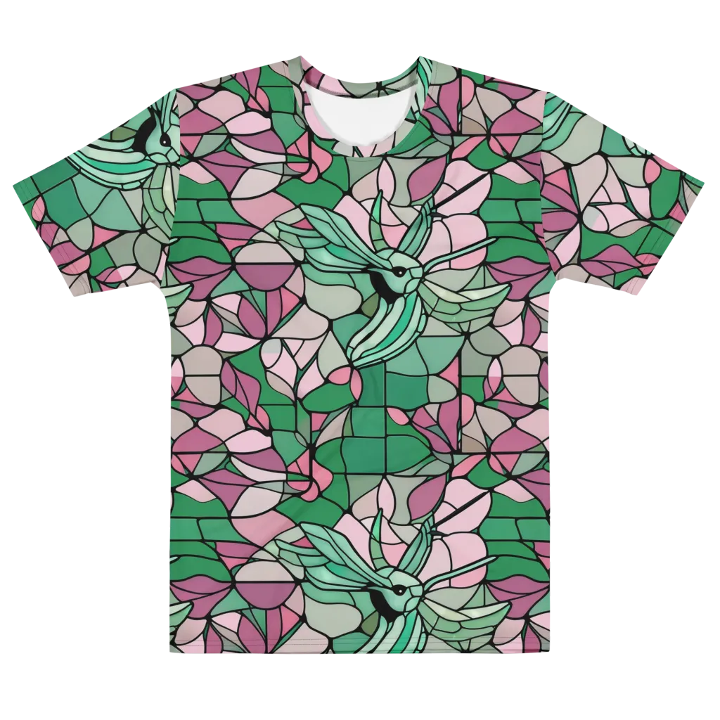 Jade Hummingbird on Men's Cotton Crew Neck T-Shirt — Front