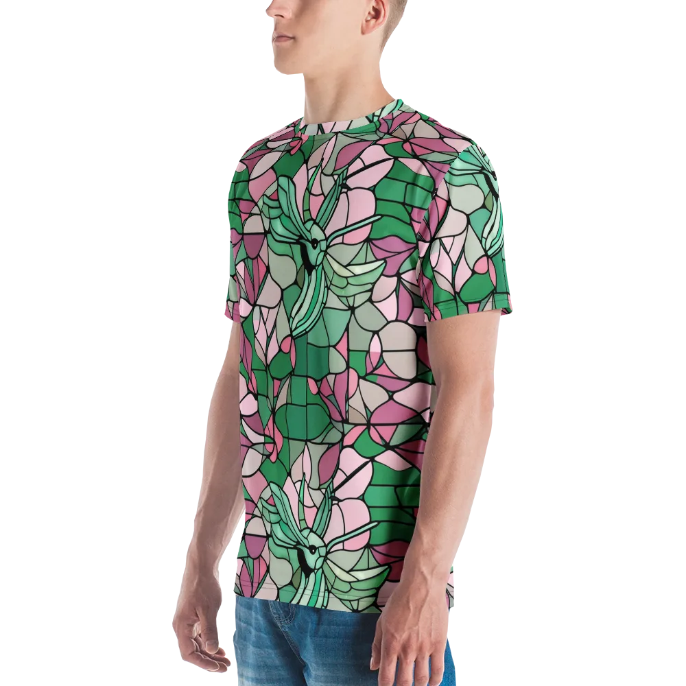 Jade Hummingbird on Men's Crew Neck T-Shirt — Left