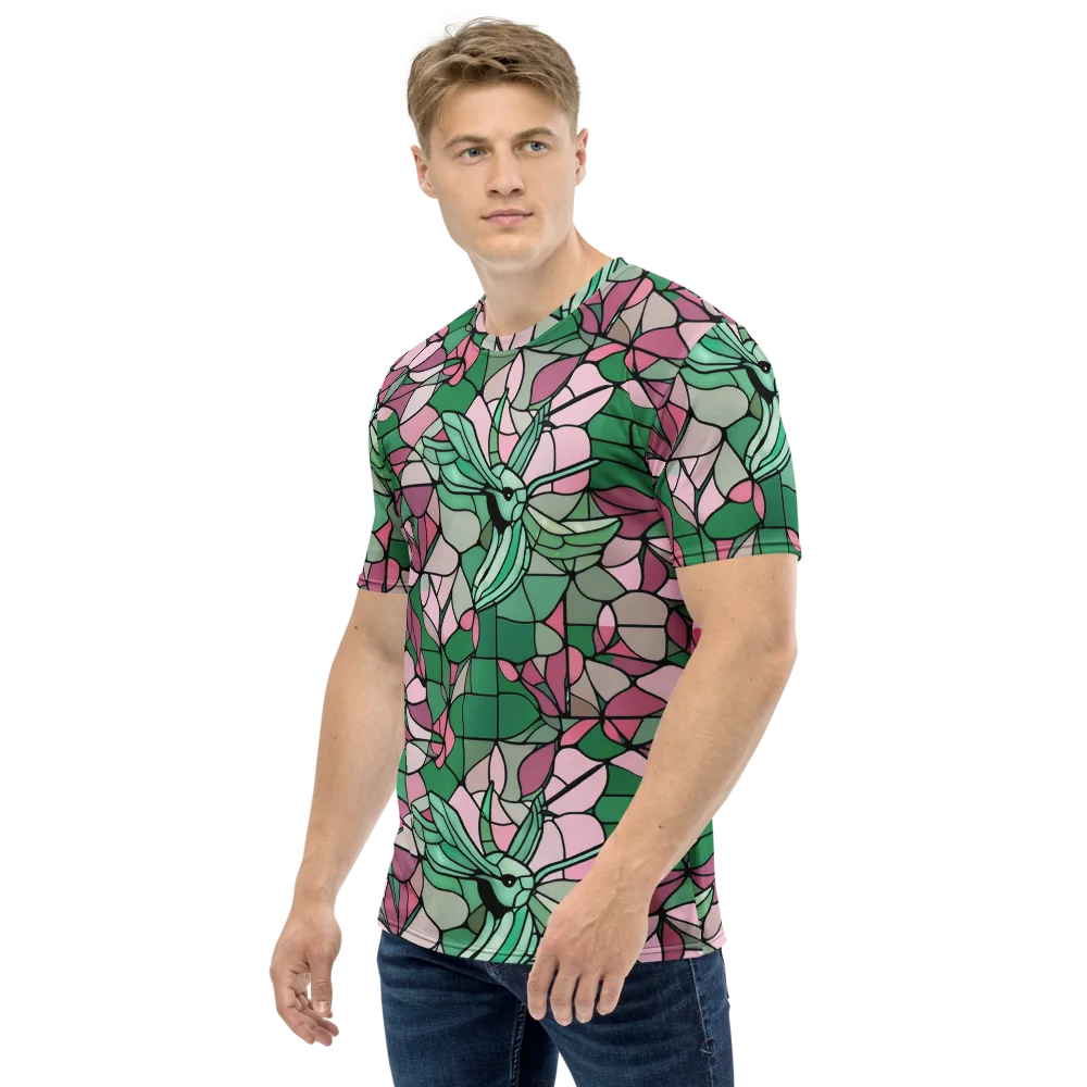 Jade Hummingbird on Men's Crew Neck T-Shirt — Left