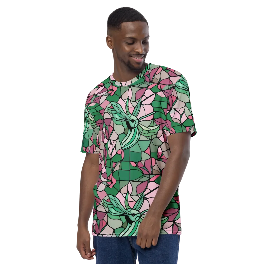 Jade Hummingbird on Men's Crew Neck T-Shirt — Left