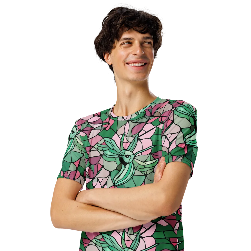 Jade Hummingbird on Men's Crew Neck T-Shirt — Left Front