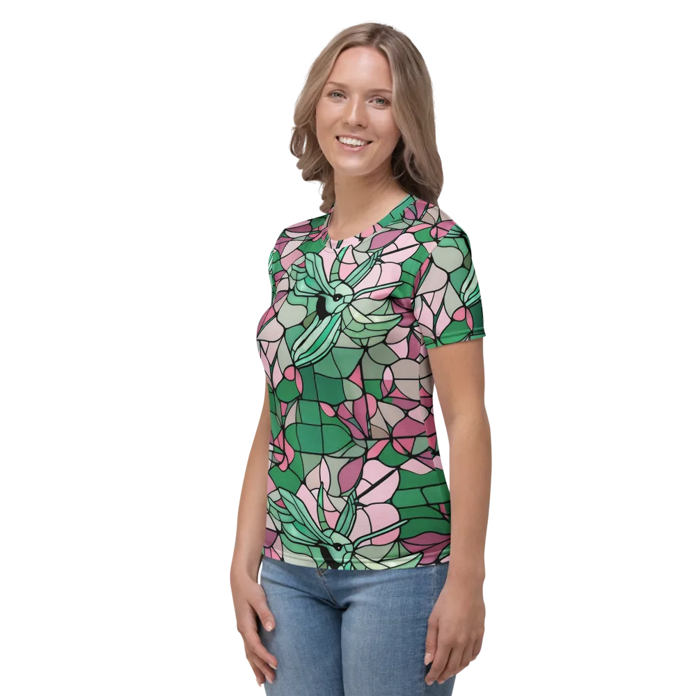 Jade Hummingbird on Women's Crew Neck T-Shirt — Left
