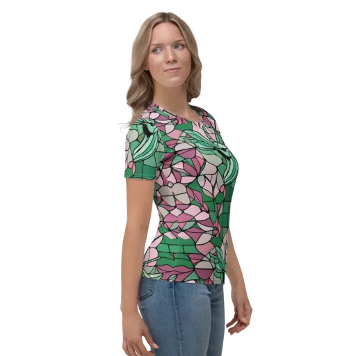 Jade Hummingbird on a Women's Crew Neck T-Shirt