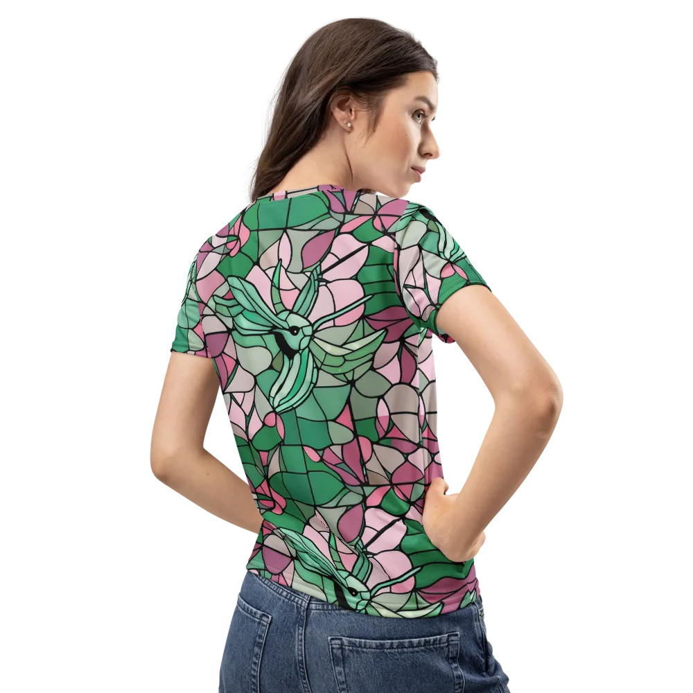 Jade Hummingbird on Women's Crew Neck T-Shirt — Back