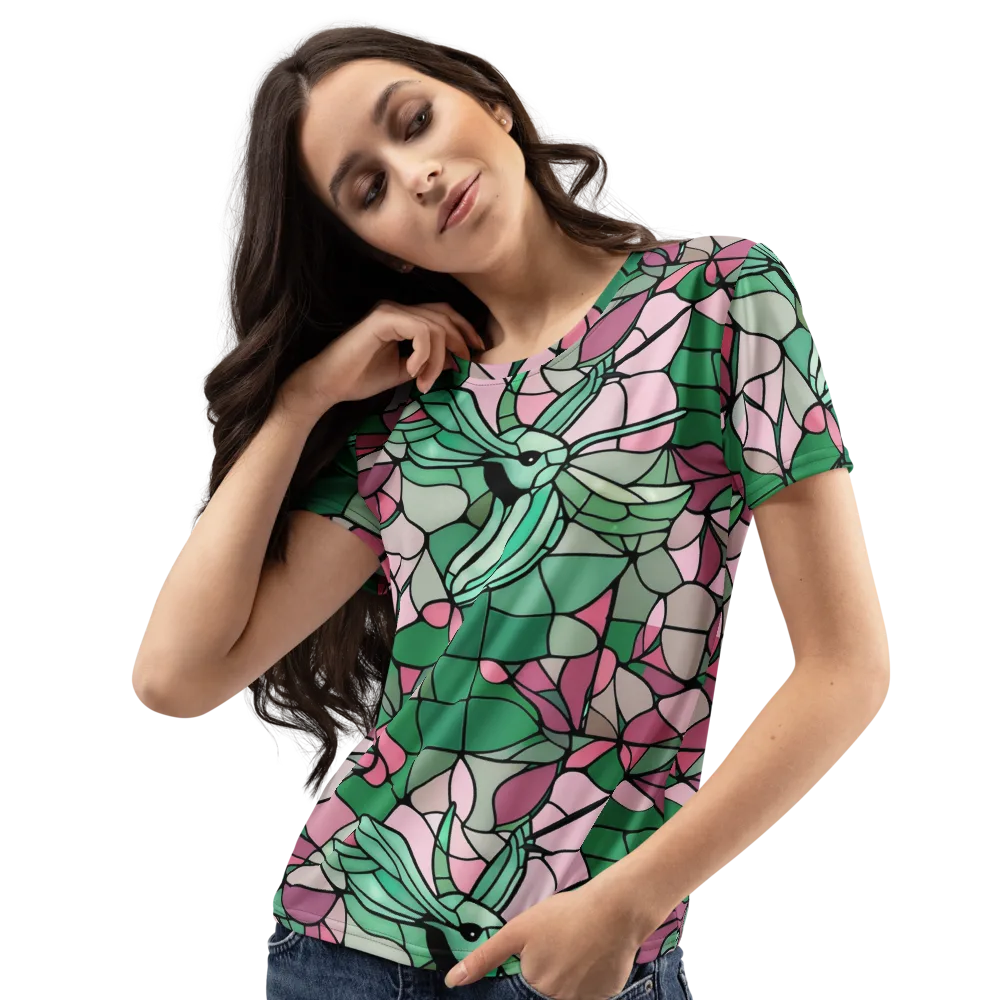 Jade Hummingbird on Women's Crew Neck T-Shirt — Left Front