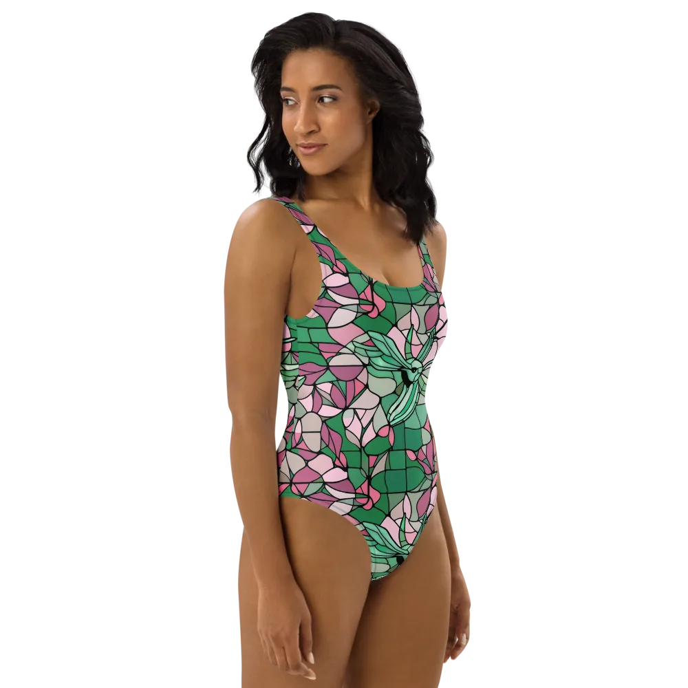 Jade Hummingbird on One-Piece Swimsuit — Right