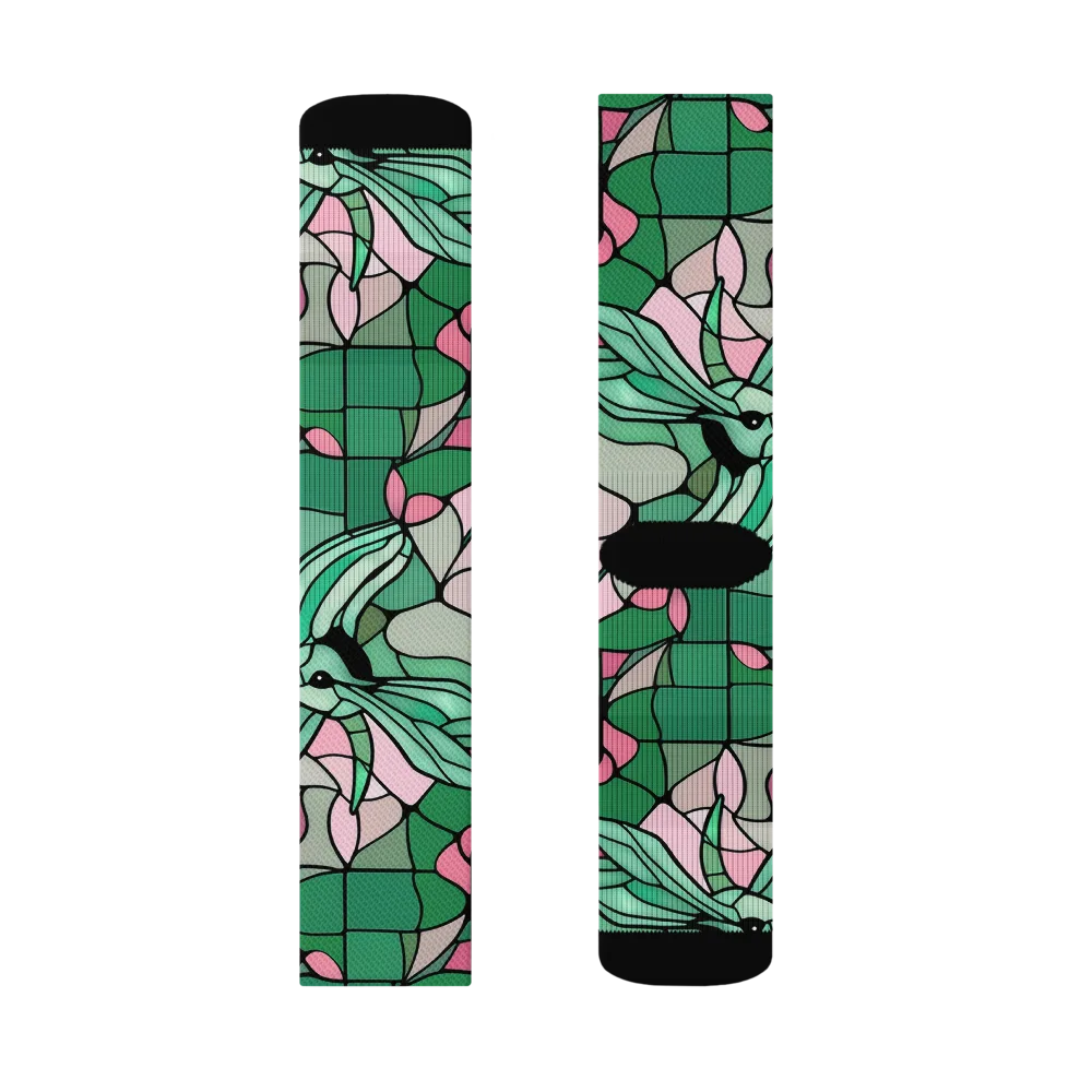 Jade Hummingbird on Socks — Right Sock