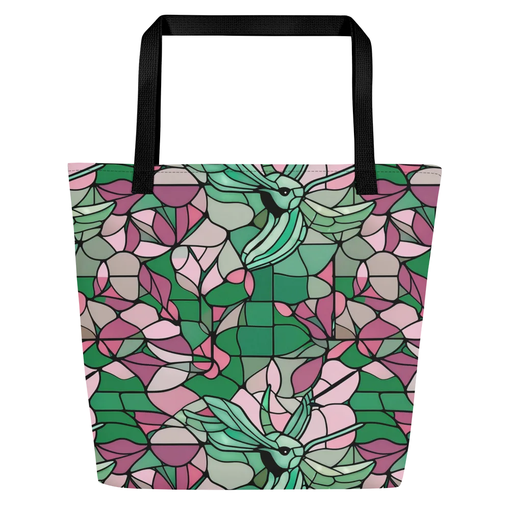 Jade Hummingbird on Large Tote Bag W/ Pocket — Front