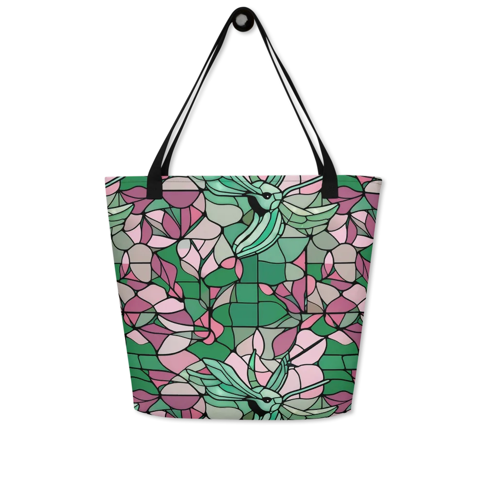 Jade Hummingbird on Large Tote Bag W/ Pocket — Front