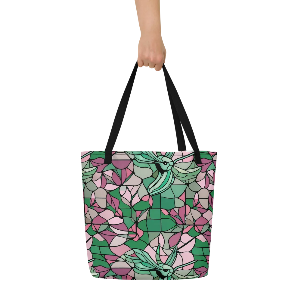 Jade Hummingbird on Large Tote Bag W/ Pocket — Front