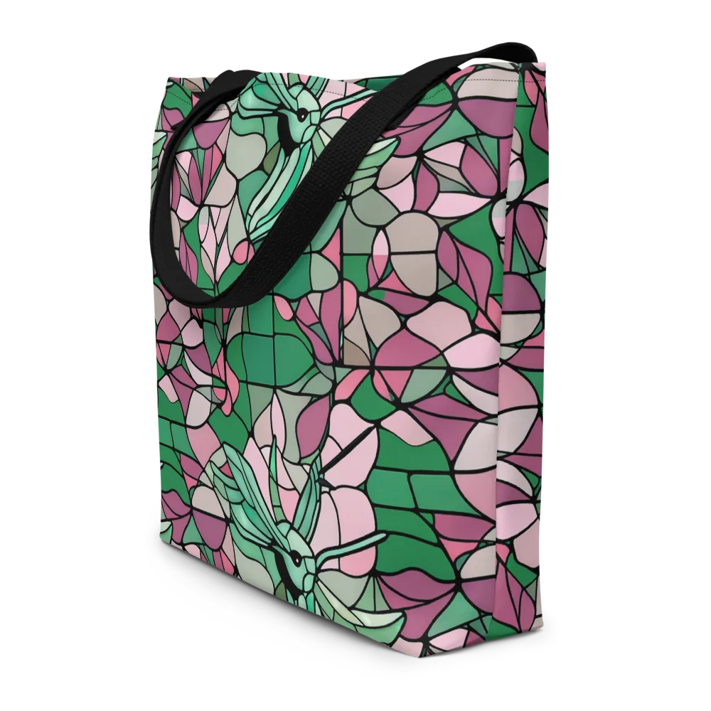 Jade Hummingbird on Large Tote Bag W/ Pocket — Front