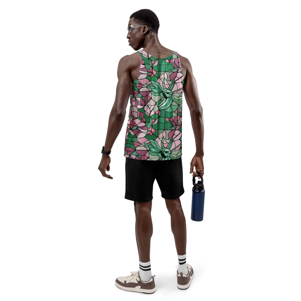 Jade Hummingbird on Men's Tank Top — Back