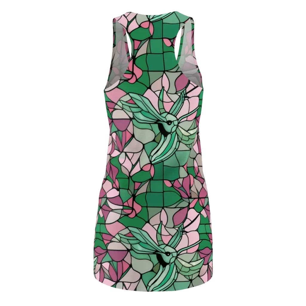 Jade Hummingbird on Racerback Dress — Back