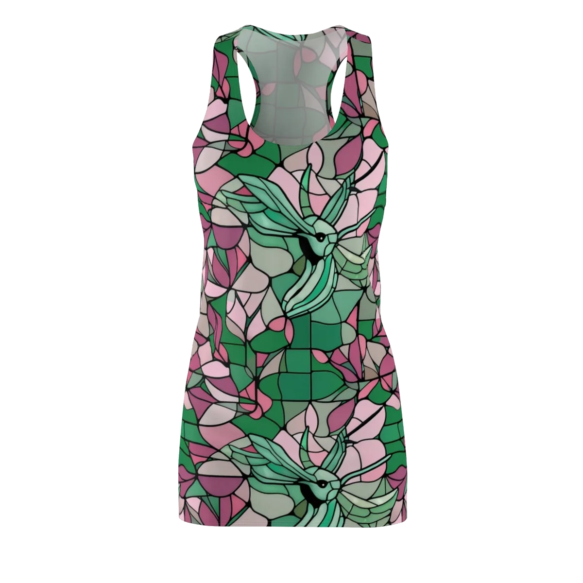 Jade Hummingbird on Racerback Dress — Front