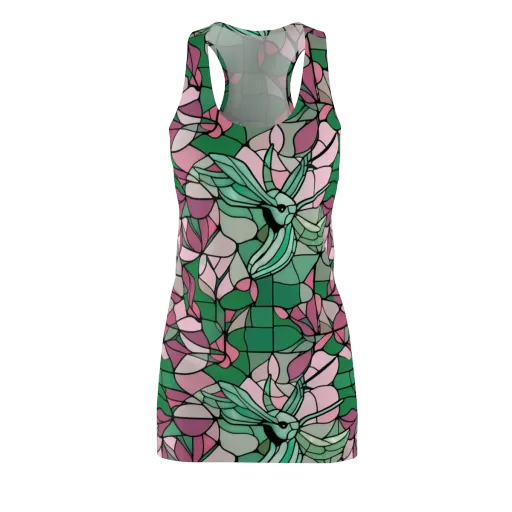 Jade Hummingbird on a Racerback Dress