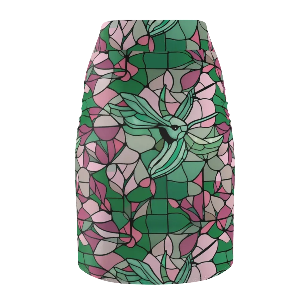 Jade Hummingbird on Pencil Skirt — Back