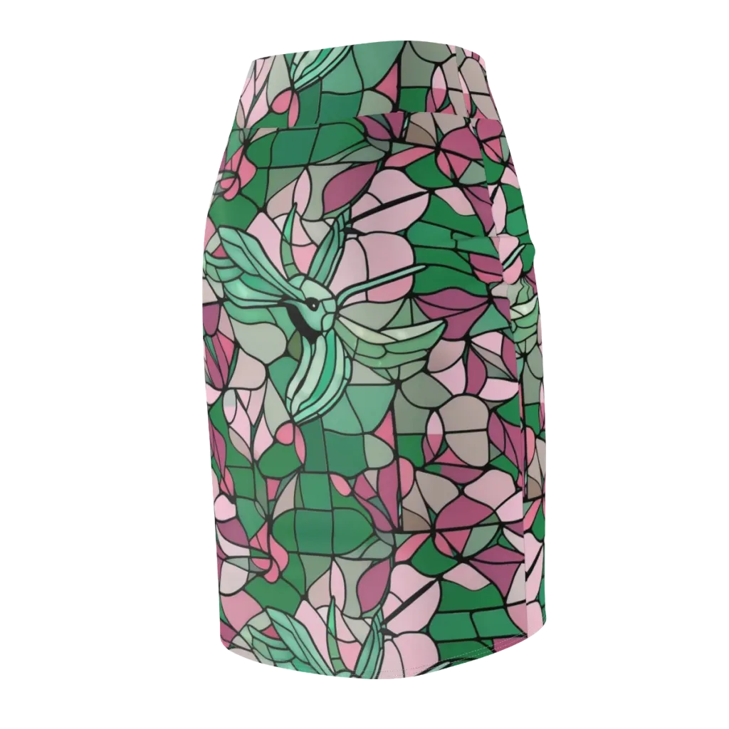 Jade Hummingbird on Pencil Skirt — Back Side