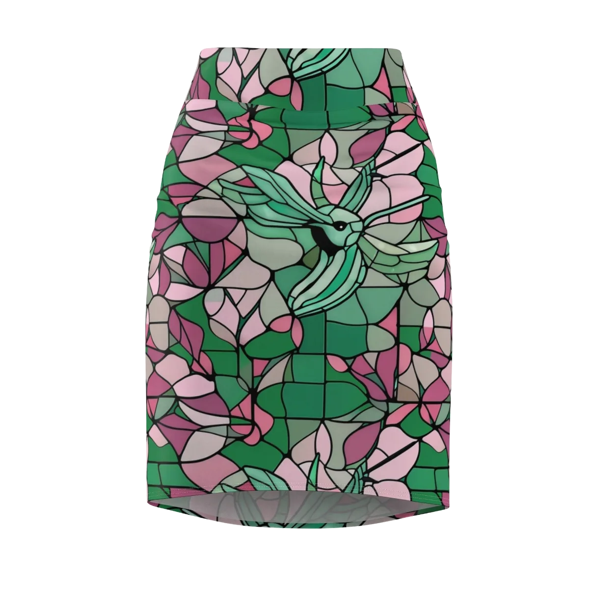 Jade Hummingbird on Pencil Skirt — Front