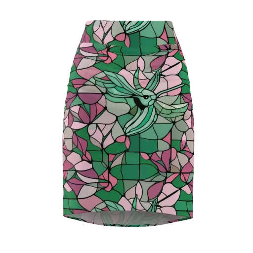 Jade Hummingbird on a Pencil Skirt