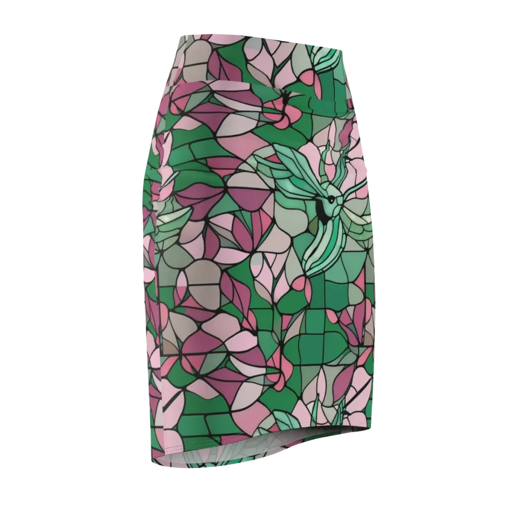 Jade Hummingbird on Pencil Skirt — Front Side