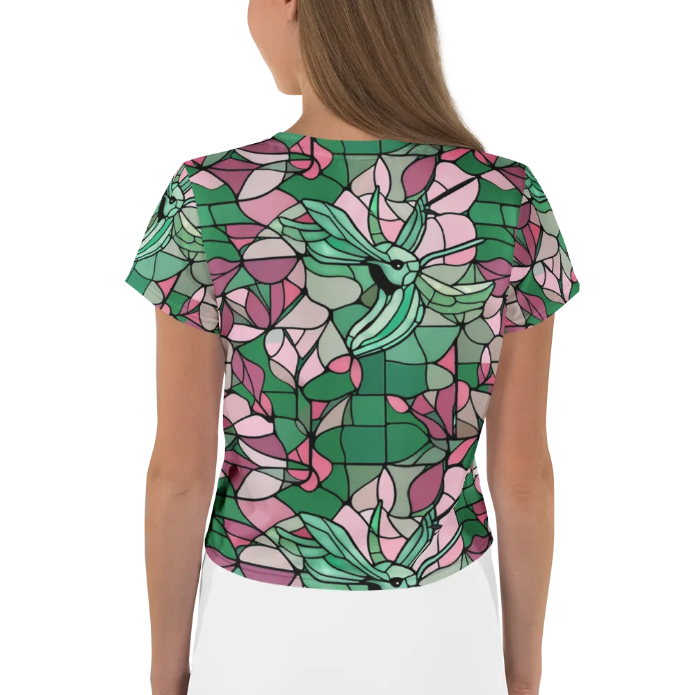 Jade Hummingbird on Crop Tee — Back
