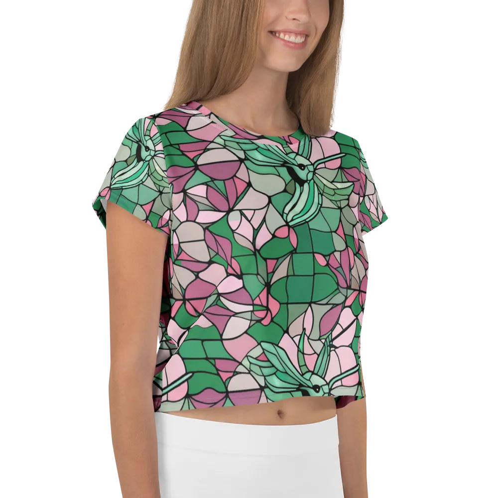 Jade Hummingbird on Crop Tee — Right