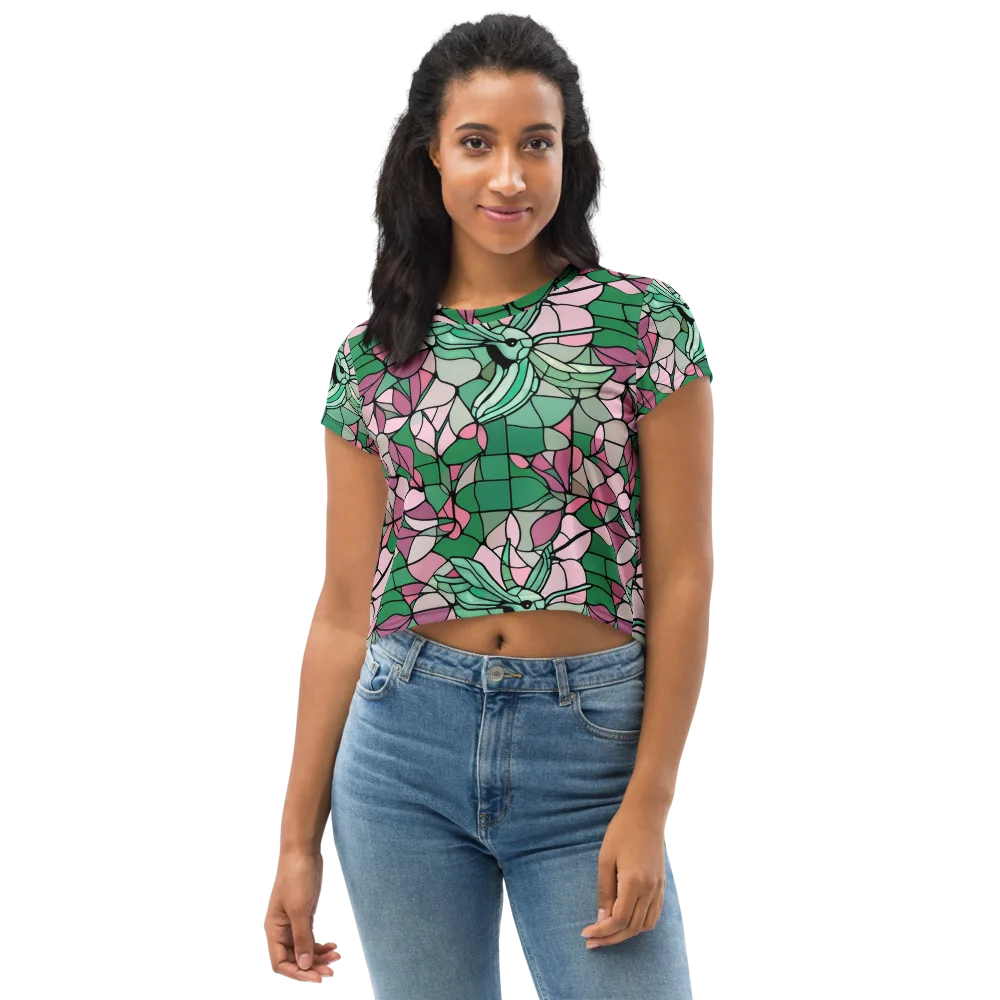 Jade Hummingbird on Crop Tee — Front