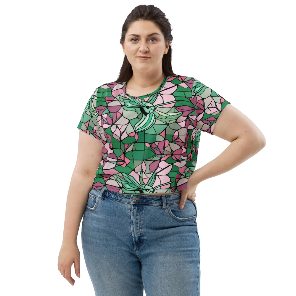 Jade Hummingbird on Crop Tee — Front