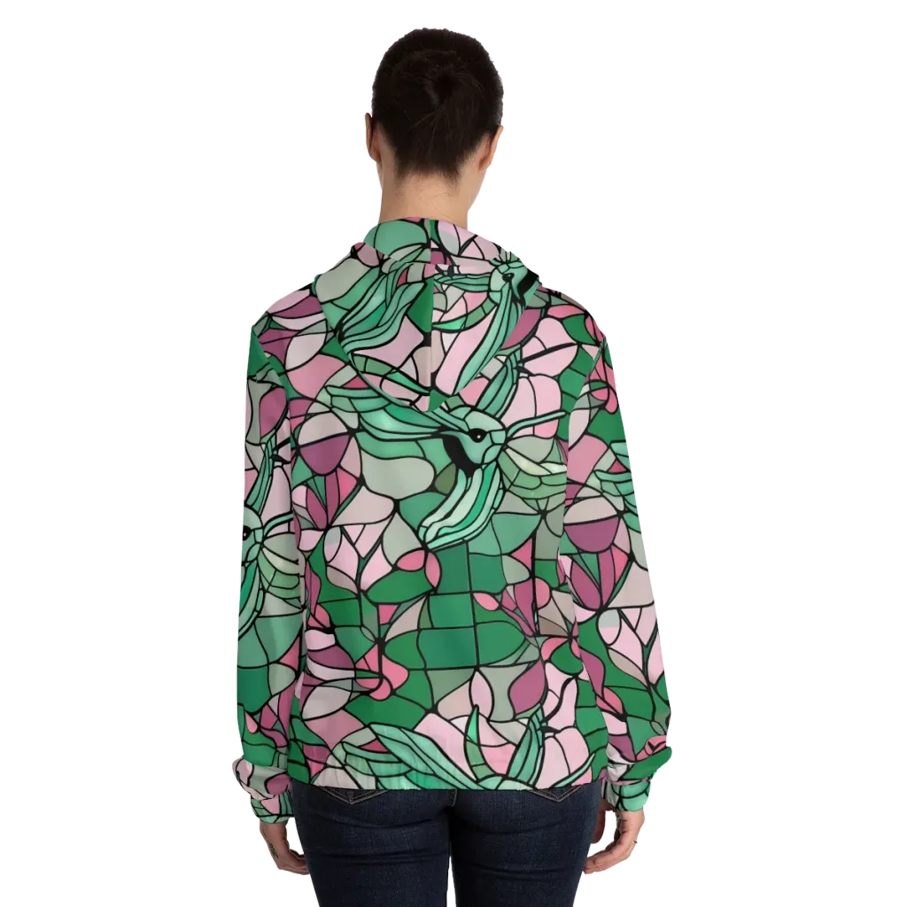 Jade Hummingbird on Women's Full-Zip Hoodie — Back On Person
